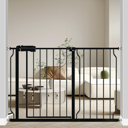 Fairy Baby Extra Wide Baby Gate Black 57.5-62 Inch Wide, Walk Through Pressure Mounted No Drill for Doorways, Long and Large Tension Dog Gates for Pet and Kids