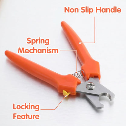 Dog Nail Clipper, Stainless Steel Pet Nail Clippers, Orange Dog Clippers for Nails, Large Professional Nails Clipper for Cats and Dogs