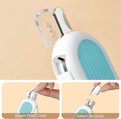 Odoland Cat Nail Clipper with LED Light and Nail File, Dog Claw Trimmer with Bright Light to Avoid Excessive Cutting - Pet Grooming Tool for Tiny Dog Cat Kitten Bunny Rabbit Pink