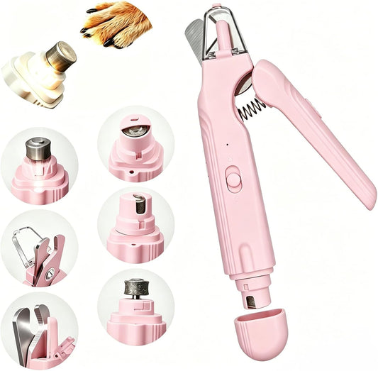 Quiet 2 in 1 Dog Nail Clippers & Cat Claw Trimmers,USB Rechargeable Claw Clippers for Small Medium Dogs and Cats,Cordless Safe Guard Nail Grinder with LED Lights Pink
