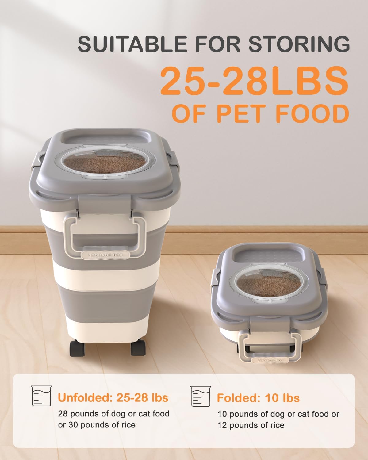 10-13 Lbs Dog Food Stroage Container, Collapsible Dog Food Containers with Airtight Lid, Pet Food Scoop, Pet Food Storage Container Dry Food for Dog, Cat and Other Pets
