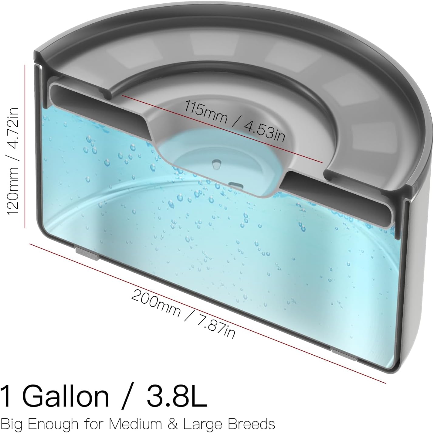 1Gallon Slobber Stopper Water Bowl for Dogs, US Patented Splash-Proof Paws Lid, 18/8 Stainless Steel, Anti-Slip Base, No Spill for Messy Large Medium Dogs, Ear Protection for Floppy-Eared Breeds