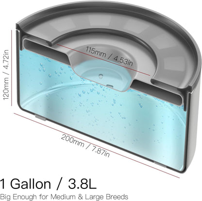 1Gallon Slobber Stopper Water Bowl for Dogs, US Patented Splash-Proof Paws Lid, 18/8 Stainless Steel, Anti-Slip Base, No Spill for Messy Large Medium Dogs, Ear Protection for Floppy-Eared Breeds