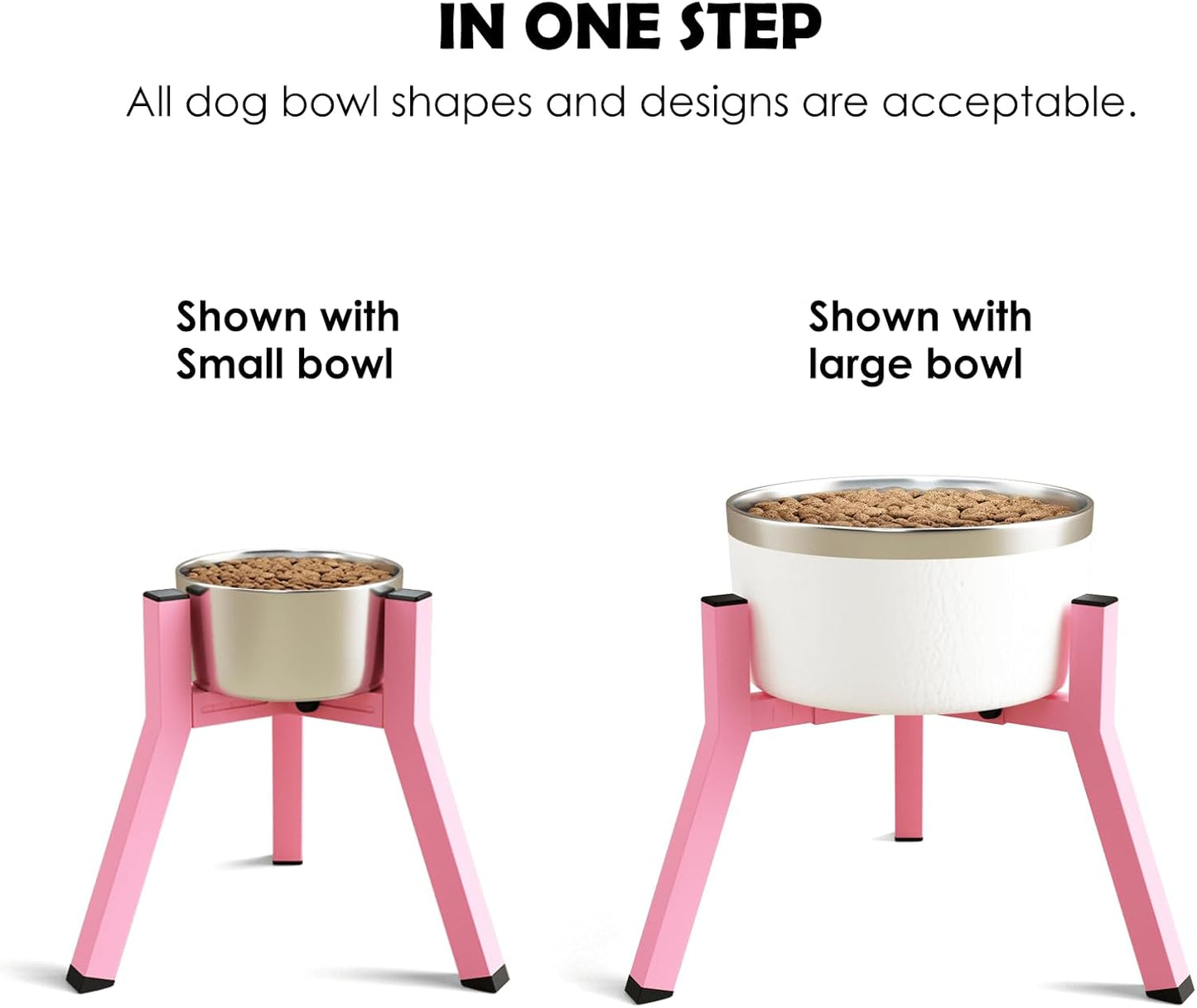 Dog Bowl Stand for Medium Large Dogs, Adjustable Width Elevated Dog Bowls 7-10.6", Raised Dog Food Water Bowls, 11 inch Tall Single Holder, Black,Bowl Not Included