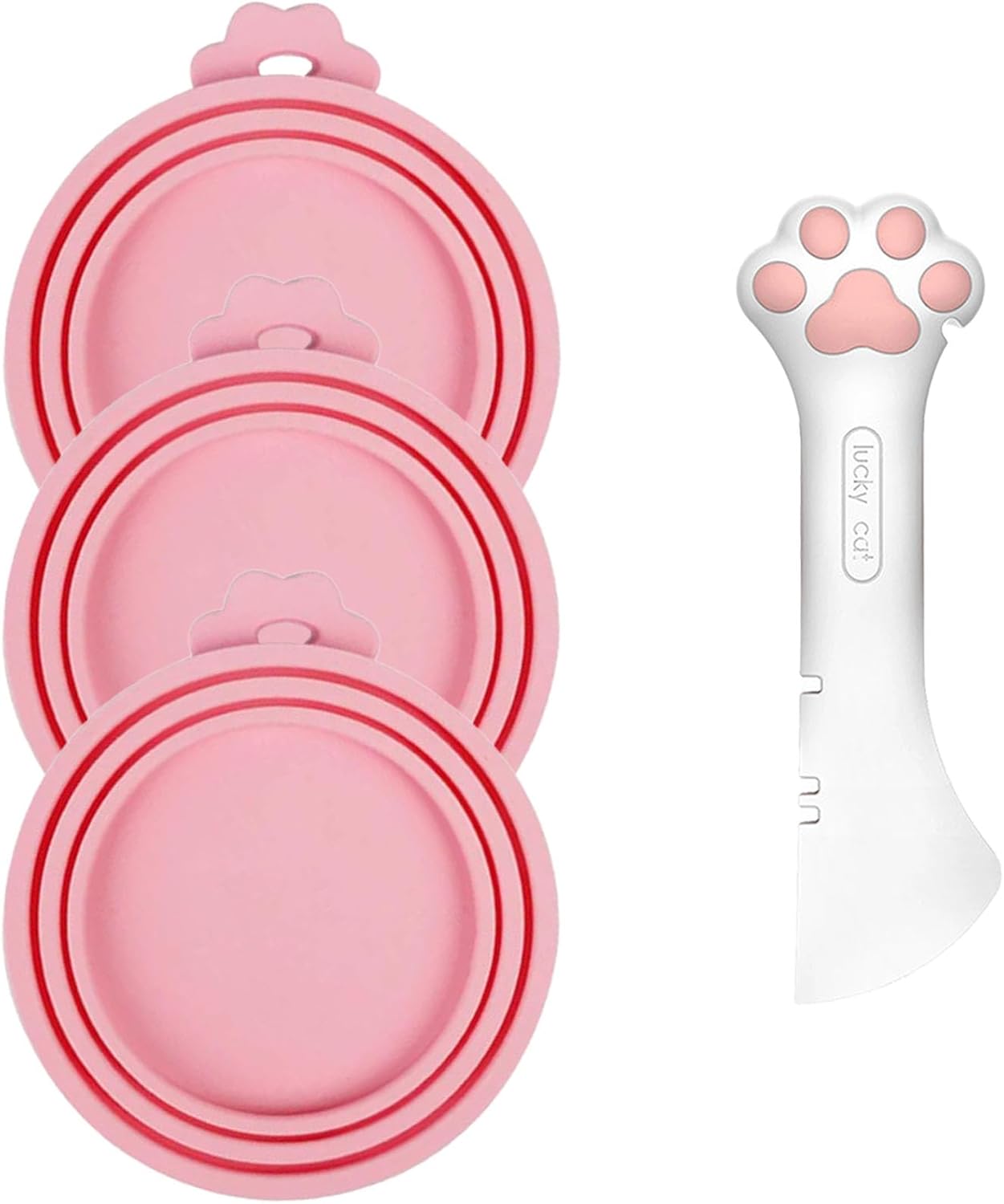 Cat Spoons for Wet Food Pet Can Lid Cover, Silicone Multi-Function Cute Paw Shape Opener Spatula Cat Food Spoon Cat Food Can Lid (Mixing colors)