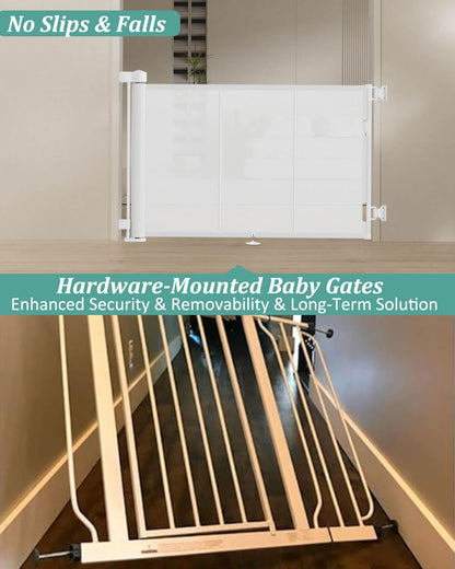 Miumoon 150 inch Retractable Baby Gates 42 inch Tall, Retractable Gate with Reinforced Strip Design to Prevent Crawling Through, 12 FT Extra Wide Retractable Dog Gate for Indoor/Outdoor