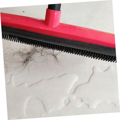 ORFOFE PET Hair Cleaning Broom Long Handle Rubber Floor Scraper for Dog Hair Removal Easy to Clean Dust Mop for Home and Windows
