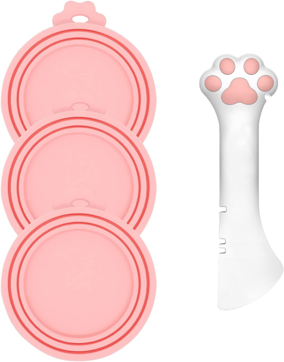 Pet Can Opener & 3 Pcs Cat Food Can Lids | Universal BPA Free Silicone Covers & Multi-Function Wet Food Spoon for Cat and Dog Food(Dark Blue)