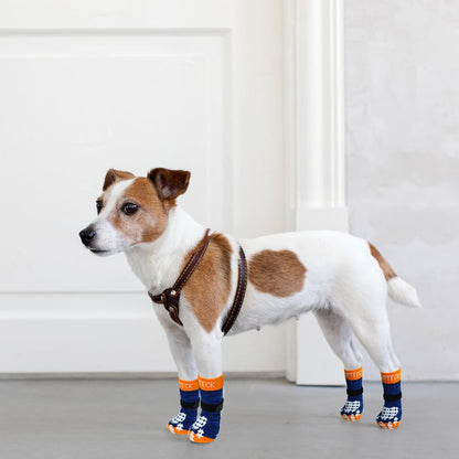 PUPTECK Anti-Slip Dog Socks with Double Sides Grips for Small Medium Large Dogs Hardwood Floors Prevents Licking, Dog Shoes for Hot Pavement Traction Control Paw Protector for Senior Dogs, Grey L