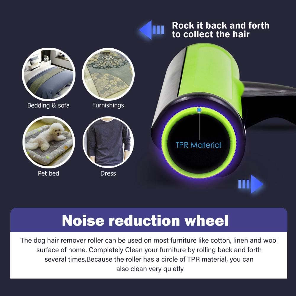 Reusable Pet Hair Remover Roller — Dog & Cat Hair Remover for Furniture, Couch, Clothes, Car & Laundry | Washable Lint Roller, No Sticky Tape | Includes Bonus Mini Roller for Travel