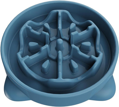 Slow Feeder Dog Bowls Small Breed, Dog Food Bowl Small Anti-Choking Bloat Stop Puzzle Healthy Eating Bowl (Blue, 1 Cup)
