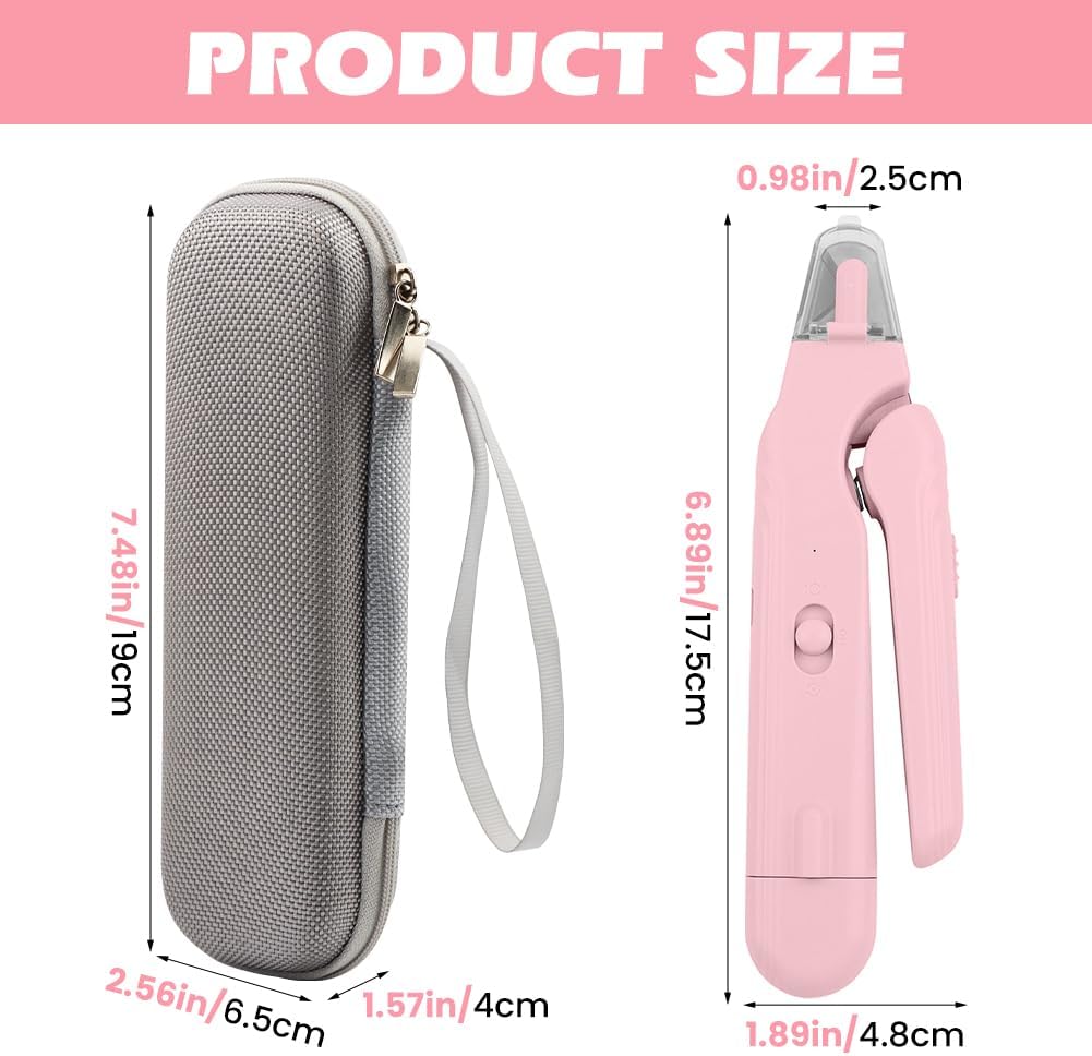 2-in-1 Dog Nail Grinder & Dog Nail Clippers Trimmers, Dogs Trimmer with LED Light + Splash Guard + Storage Case, Pet Claw Clippers for Dogs Cats, USB Rechargeable (White)