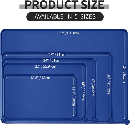 Reopet Waterproof Pet Feeding Mat, Non-Slip Silicone Placemats for Dog Cat Food and Water Bowl, High Raised Edges to Prevent Spills and Protect Floors