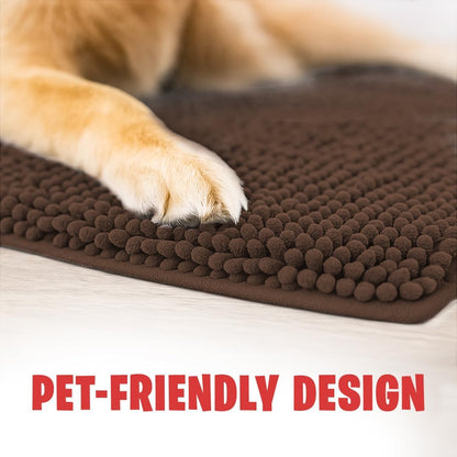 MudGuard Mat™ Dog Door Mat for Muddy Paws, Super Absorbent Microfiber, Non-Slip Indoor Mat, Quick Dry Chenille Mud Mat for Dogs & Entryway, Washable, Grey 19" x 30"