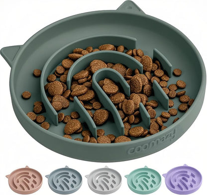 Coomazy Large Silicone Slow Feeder Dog Bowls, Interactive Puzzle Toy for Pets Food Training, Keeps Dogs Busy, Prevents Puppy Overeating (Dark Green, Large: 3.2Cup)