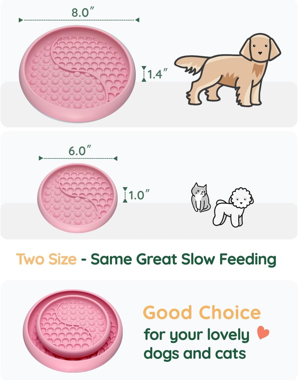 Lick Mat for Dogs, Silicone Slow Feeder Licking Mat with Non-Slip Suction Cups, Freeze-Friendly Lick Bowl for Enrichment Play, Anxiety Relief & Keeps Busy (8.0" x 1.4" Light Blue)