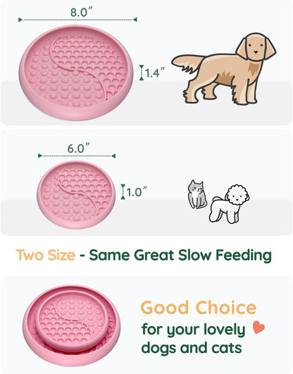 Lick Mat for Dogs, Silicone Slow Feeder Licking Mat with Non-Slip Suction Cups, Freeze-Friendly Lick Bowl for Enrichment Play, Anxiety Relief & Keeps Busy (8.0" x 1.4" Light Blue)