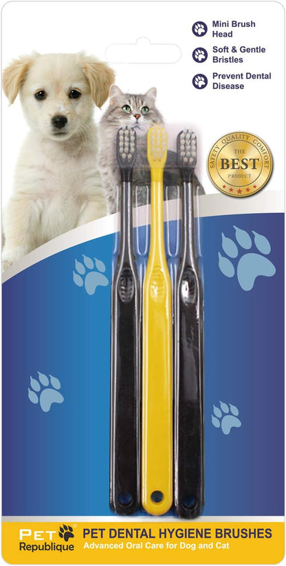 Pet Republique Toothbrush for Small Dogs & Cats - Cat Toothbrush, Sm Dog Toothbrush - Designed for Cat, Kitten, Puppy, and Sm Dog Like Chihuahuas, Yorkshire, and Poodle (6 Count)