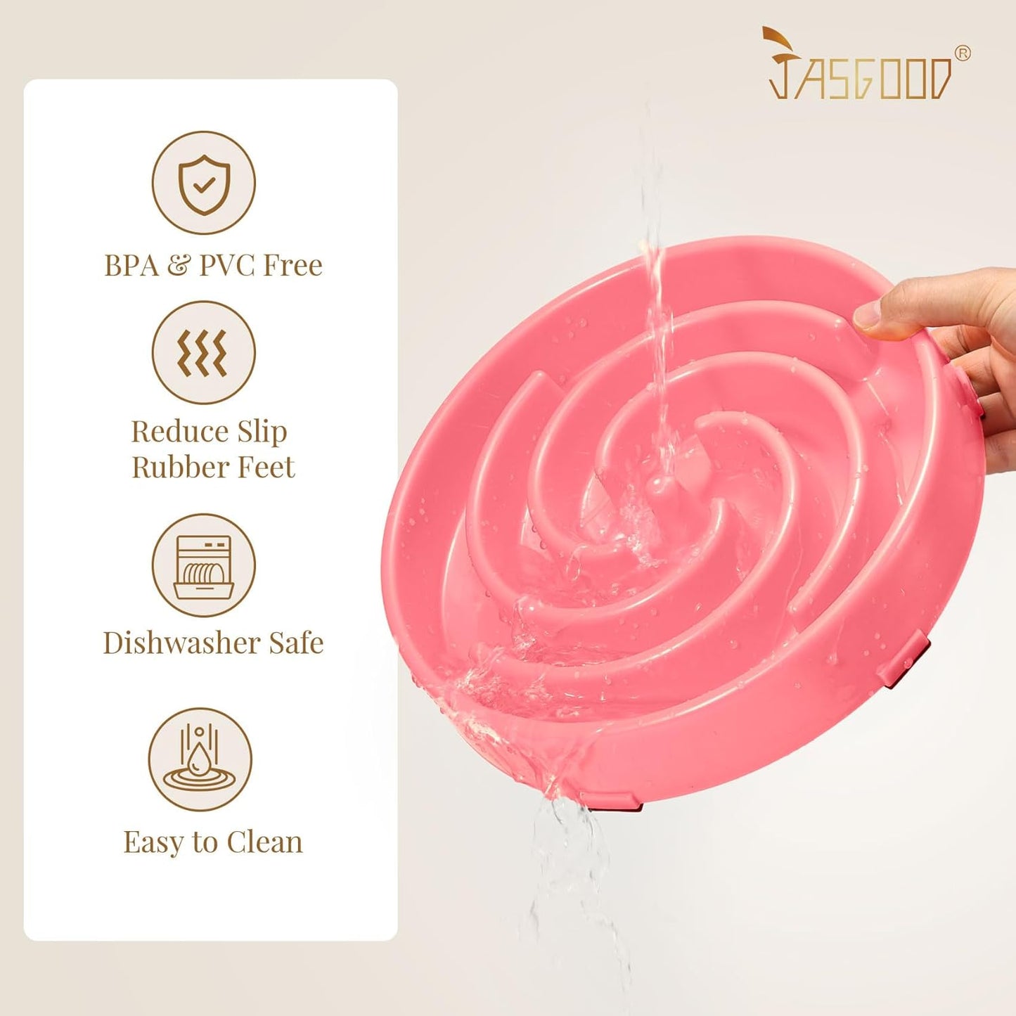 JASGOOD Slow Feeder Dogs Bowl for Large Medium Dogs,Anti-Gulping Pet Slower Food Feeding Bowls Stop Bloat,Preventing Choking