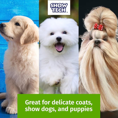 Show Tech Tuffer Than Tangles Slicker Brush for Dog Grooming with Long, Soft Pins, Medium Size, Perfect for Doodle Breeds, Angled Pins for Dematting, Remove Undercoat, Comfort Grip Handle