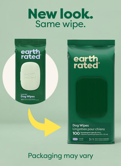 Earth Rated Dog Wipes, Hypoallergenic, Cleaning and Hydrating, for Grooming Paws, Body and Butt, Lavender Scented, 400 Count
