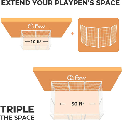 FXW Homeplus Unleashed Indoor Dog Playpen - Stress-Free and Safe Play, Heavy Duty 24 Inch 6 Panels Dog Pen for Puppy and Small Dogs, Black│Patented