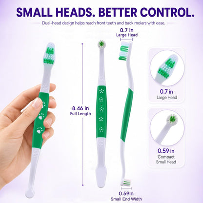 Dog Toothbrush – Newly Upgraded Dual-Head Design with 60° Wavy Bristles – Gently Surrounds Teeth for Deep Cleaning and Plaque Removal – Non-Slip Handle, Ideal for Daily Pet Dental Care (Pink, 1-Pack)