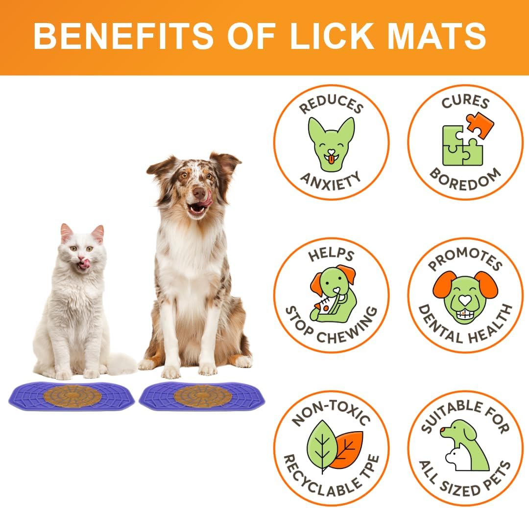 Neater Pets Neat-LIK Dog Lick Mat, Lick Mat for Dogs, Cats, Puppy, Reduces Anxiety & Boredom, Peanut Butter Slow Feeder, Interactive Treat Licking Pad, Licking Mats for Small & Large Breed (Purple)