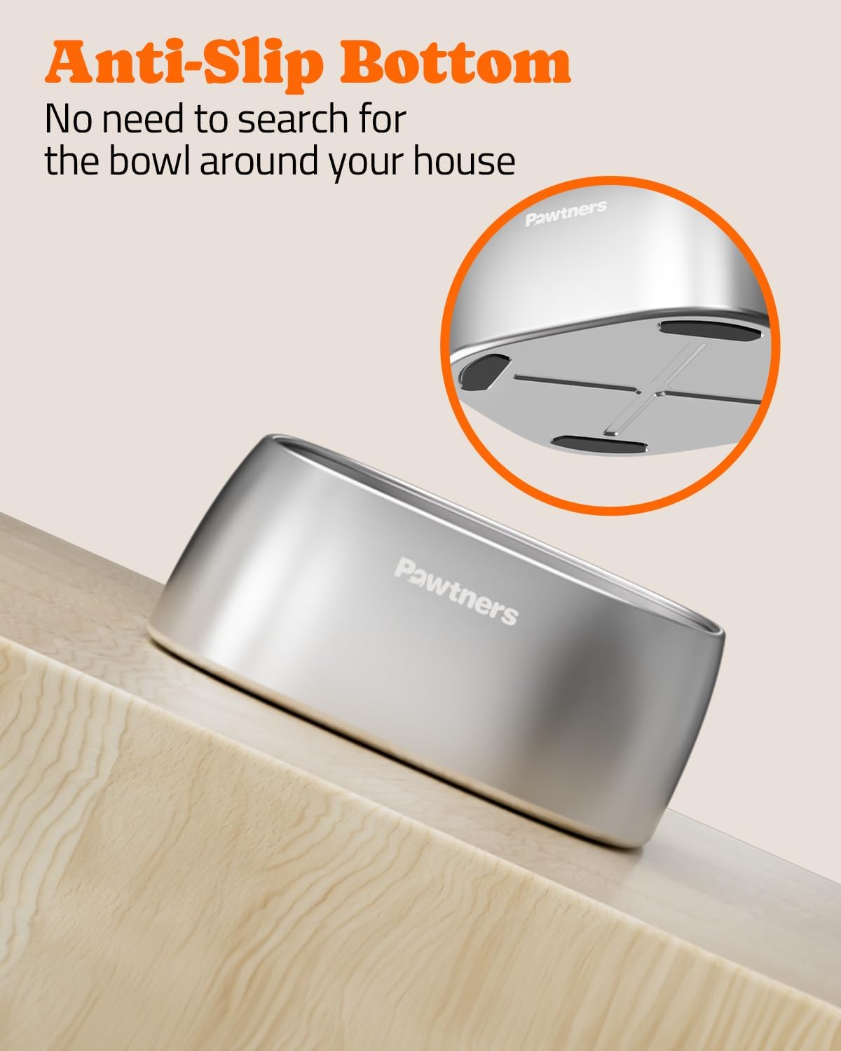 Pawtners All Stainless Steel Dog Water Bowl No Spill,135oz Anti-Splash Dog Bowl with Non-Slip Base, Spill Proof for Medium Large Messy Drinkers, Slow Drinking, Slobber Stopper,Easy to Clean