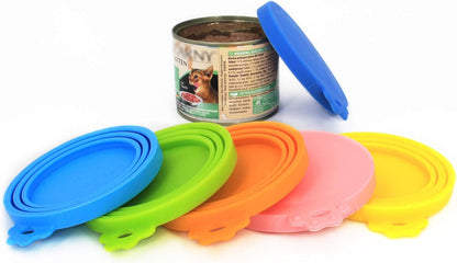 Comtim Pet Food Can Cover Silicone Can Lids for Dog and Cat Food(Universal Size,One fit 3 Standard Size Food Cans) (Blue/Purple)