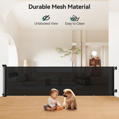 COMOMY 118" Retractable Baby Gates Extra Wide, Retractable Dog Gate for Large Openings, Extra Long Dog Gates for The House, Extra Large Mesh Pet Gate for Stairs, Doorways, Hallways, Indoor&Outdoor