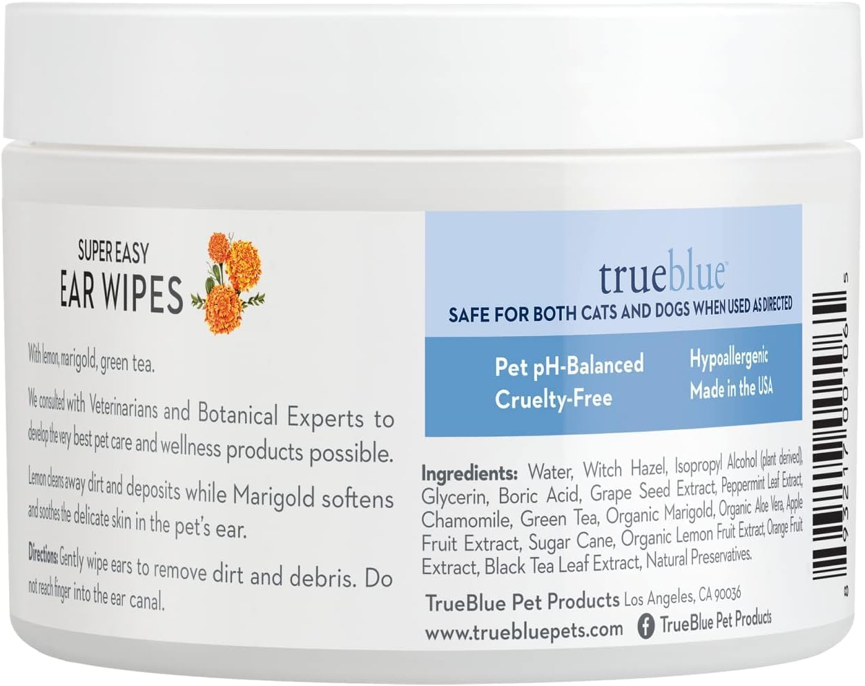TrueBlue Parsley & Peppermint Fast and Fresh Dog Dental Wipes – Pre-Moistened Teeth Cleaning Pads - Non-Toxic, All-Natural Tooth Cleansing– 50 Count