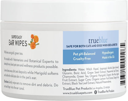 TrueBlue Parsley & Peppermint Fast and Fresh Dog Dental Wipes – Pre-Moistened Teeth Cleaning Pads - Non-Toxic, All-Natural Tooth Cleansing– 50 Count