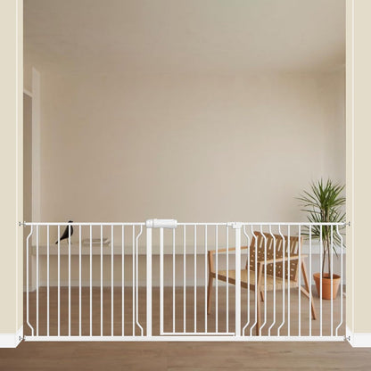 ALLAIBB Extra Wide Pressure Mounted Baby Gate Walk Through Child Kids Safety Toddler Tension White Long Large Pet Dog Gates with Extension for doorways Kitchen (57.48-62.20"/146-158cm, Black)