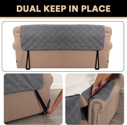PrinceDeco 100% Waterproof Couch Cover for 3 Cushion Couch Sofa Pet Friendly Non-Slip Couch Cover for Dogs Washable Water Resistant Furniture Protector with Elastic Straps(Sofa 68", French Oak)