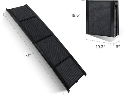 Dog Ramp for Car, 65"X17" Folding Pet Gentle Slope for Truck, SUV, Outdoor Large Pet Stair Ramps with Non-Slip Surface & Aluminum Construction for Medium & Large Dogs, Up to 250lbs, Black