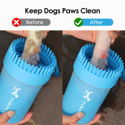 Dog Paw Cleaner, Portable Pet Paw Washer with Soft Silicone Brush, Foldable & Easy to Clean, Suitable for Medium & Large Dogs, Quick Cleaning for Outdoor Muddy Paws (Pink, Large)