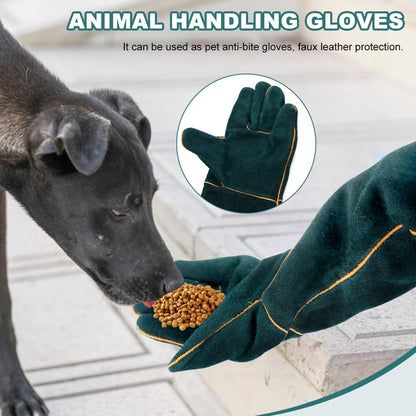 23.7" Animal Handling Gloves - Bite Proof, Long Protective, Durable Gloves for Cat, Dog, Snake, Falcon, Zoo Workers