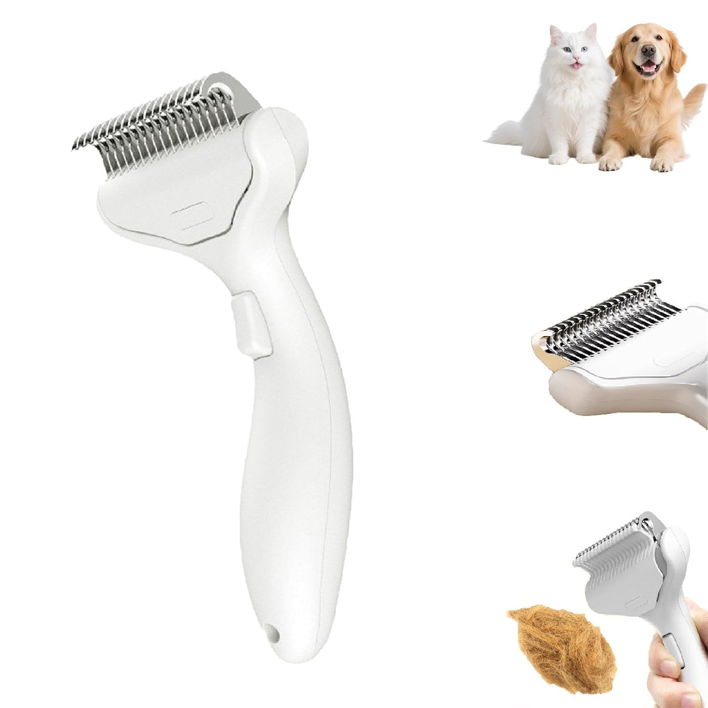 Deshedding Dogs Brush with Release Button, Undercoat Rake for Cats, Professional Shedding Comb & Dematting Tool, Grooming Comb for Long Hair, Thicker Coats Pets