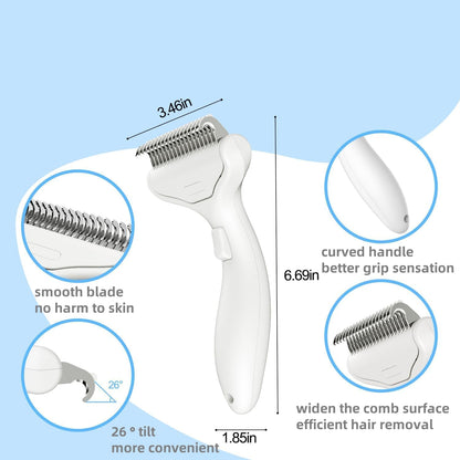 Undercoat Rake for Dogs & Cats, Dematting Deshedding Brush with Release Button, Professional Grooming Comb for Long-Haired Pets, Shedding Tool Removes Matted Fur & Loose Hair