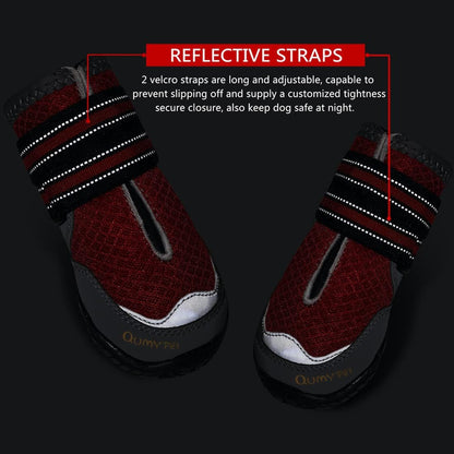 QUMY 4PCS Dog Boots for Large Dogs, Medium Dog Shoes & Paw Protectors for Hot Pavement, Summer Heat Protection, Mesh Breathable Nonslip Dog Booties for Hardfloors, Walking Running Hiking Black Size 6
