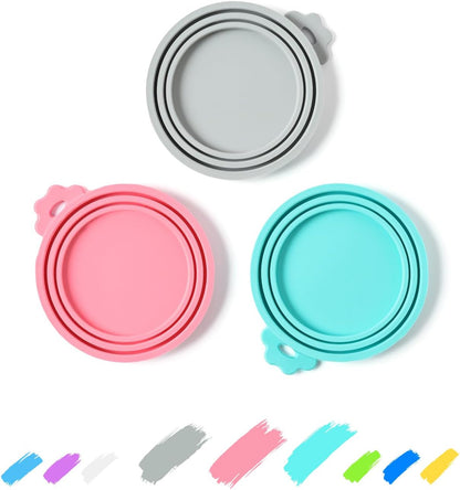 WePet Pet Food Can Covers, Silicone Lids, BPA Free, Dishwasher Safe, Fit Most Standard Size Canned Cat and Dog Food, 3oz/5.5oz/12.5oz/13.2oz, Golden Yellow/Lime Green/Royal Blue