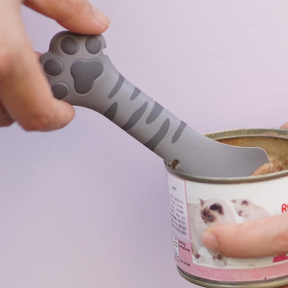 Meow&Woof Cover for Pet Can Food/Cat Wet Food Spoon/Lid for Dog Cans/Cute Paw Shape One Lid One Spoon Pack (Gray)