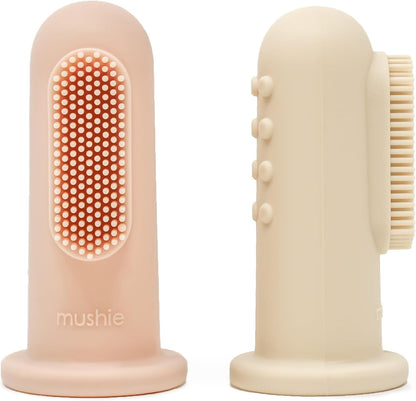 mushie Baby Finger Toothbrush (Tradewinds/Stone) 2-Pack