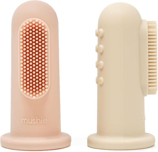 mushie Baby Finger Toothbrush (Tradewinds/Stone) 2-Pack