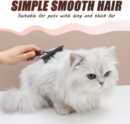 MDEOOSKY 2-in-1 Pet Grooming Tool and Carpet Rake, Handheld Rug Groomer for Matted & Dog Cat Hair Cleaner for Short Pile Rugs, Easy Clean (Black)