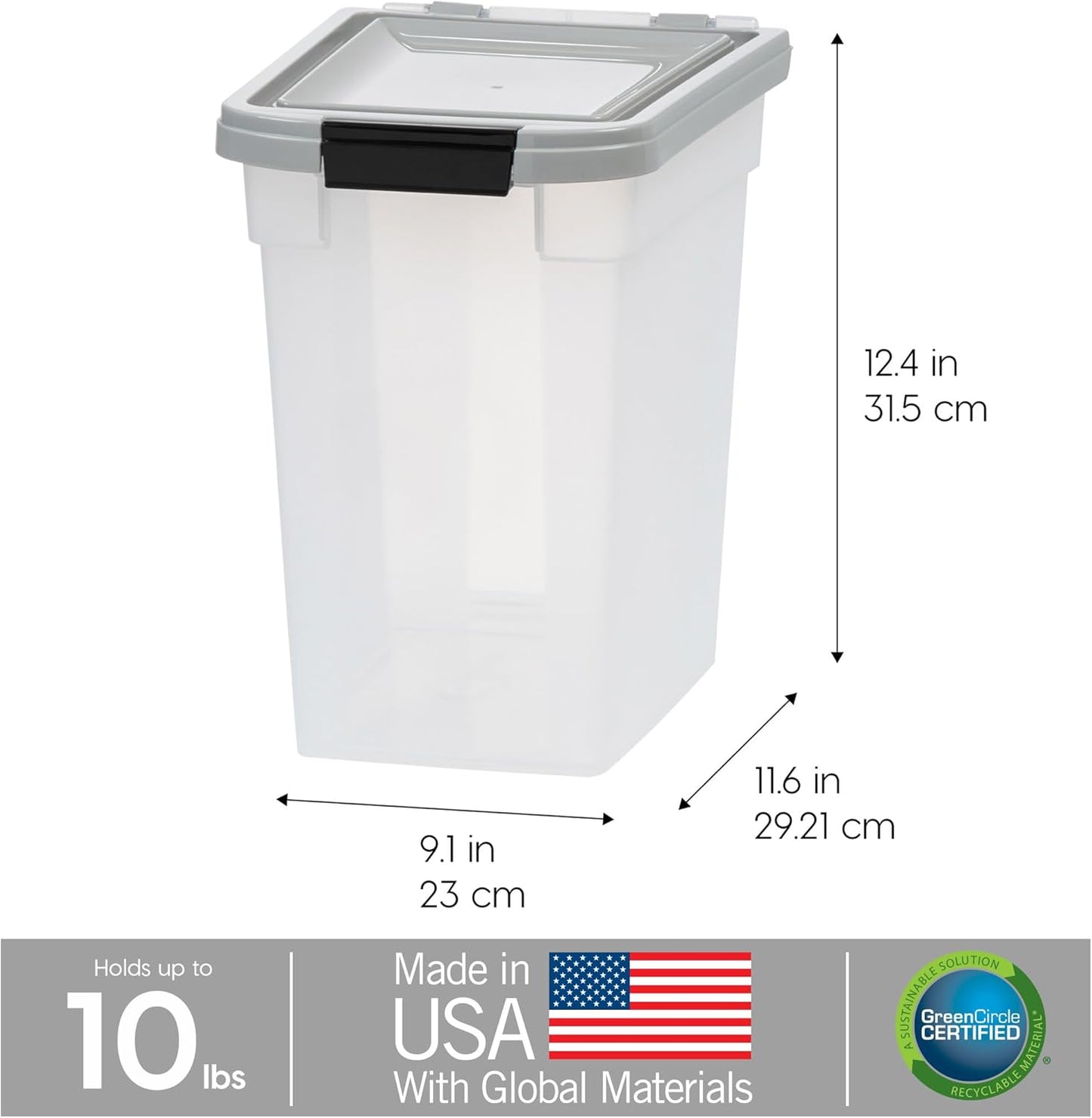 IRIS USA Airtight Dog Food Storage Container, Up to 30 lbs, Attachable Wheels, for Dog Cat Bird and other Pet Food Storage Bin, Keep Fresh, Easy Mobility, BPA Free, Black