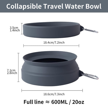 SLSON Spill Proof Dog Water Bowl for Cars,Collapsible No Splash Dog Travel Bowls Integrated Molding Portable Pet Bowl for Vehicle Road Trip Truck,RV,SUV,Boat Accessories (Cold Grey)