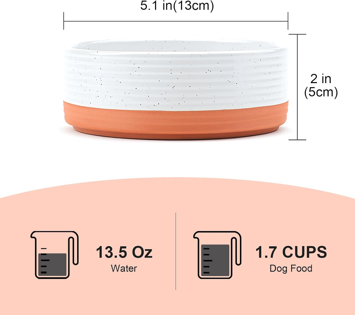 SPUNKYJUNKY Elevated Dog Bowls Ceramic, 6.1'' Dogs and Cat Food Water Bowls Raised with Non-Slip Bamboo Stand for Medium Sized Breed Microwave Dishwasher Safe - 28.7 OZ,Beige
