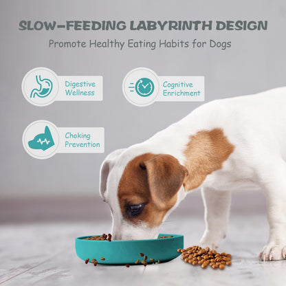 Lesipee Slow Feeder Dog Bowl for Large & Small Pets, Anti Choking Puzzle Dog Food Lick Mat with Non-Slip Base, Interactive Pet Slow Eating, Silicone Licking Mat Cat Feeding Bowl for Puppies & Cats
